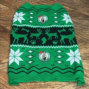Pets First Boston Celtics Green/Black Dog Winter Sweater, Stretch, Size Large